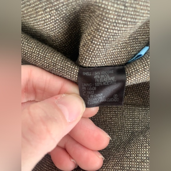 Antonio Melani Womens Mini Skirt 10 Brown Tweed Wool Blend Lined Side Zip Slit - Picture 3 of 10